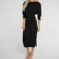 Alana Off Shoulder Midi Dress In Black - The Walk in Wardrobe
