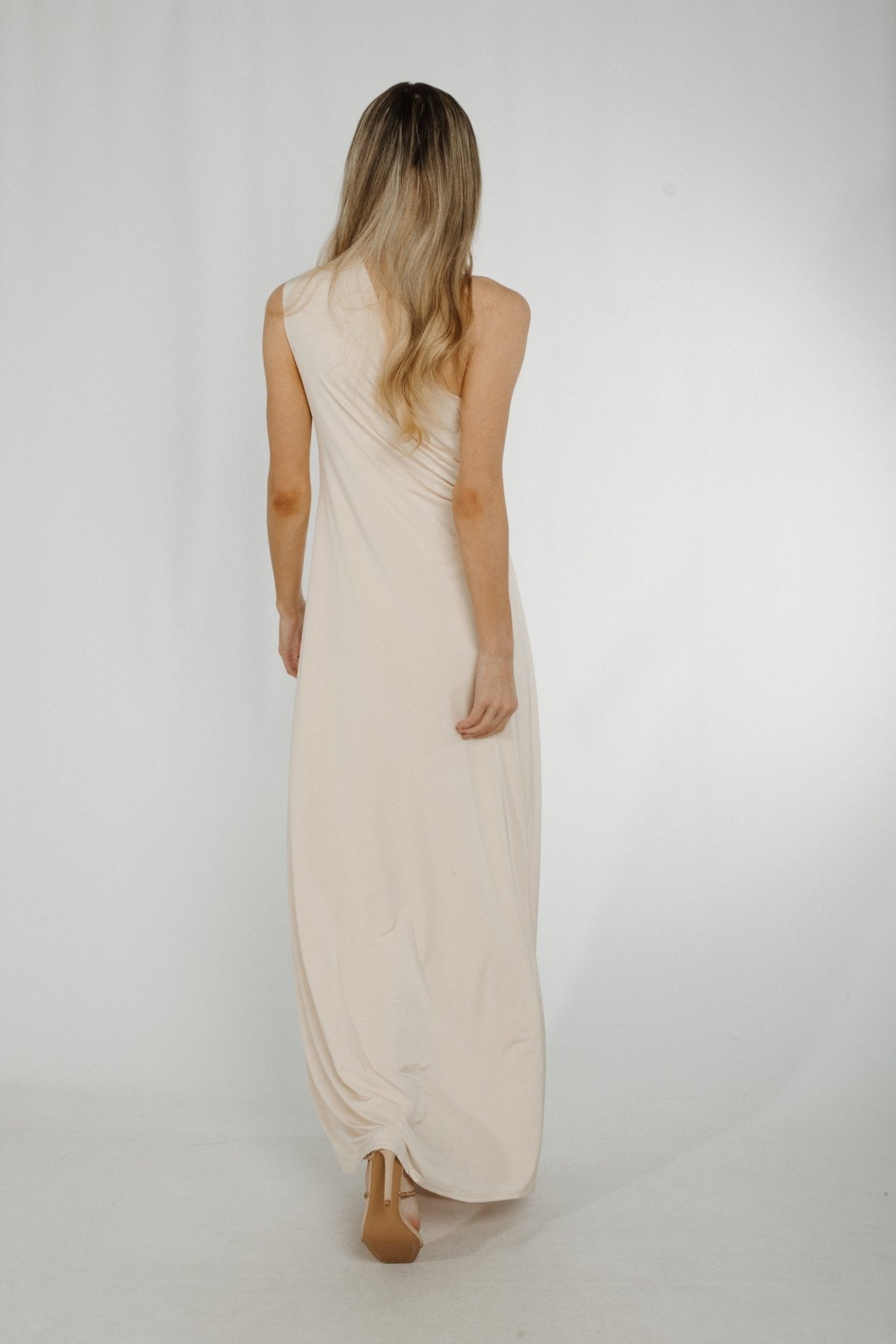 Alana One Shoulder Ruched Dress In Cream - The Walk in Wardrobe