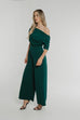 Alexandra Off The Shoulder Jumpsuit In Forest Green - The Walk in Wardrobe