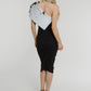 Alexandra One Shoulder Sequin Dress In Monochrome - The Walk in Wardrobe