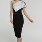 Alexandra One Shoulder Sequin Dress In Monochrome - The Walk in Wardrobe