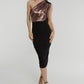 Alexandra Rose Gold Drape Dress In Black - The Walk in Wardrobe