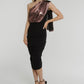 Alexandra Rose Gold Drape Dress In Black - The Walk in Wardrobe