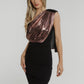Alexandra Rose Gold Drape Dress In Black - The Walk in Wardrobe