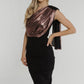 Alexandra Rose Gold Drape Dress In Black - The Walk in Wardrobe