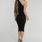 Alexandra Rose Gold Drape Dress In Black - The Walk in Wardrobe
