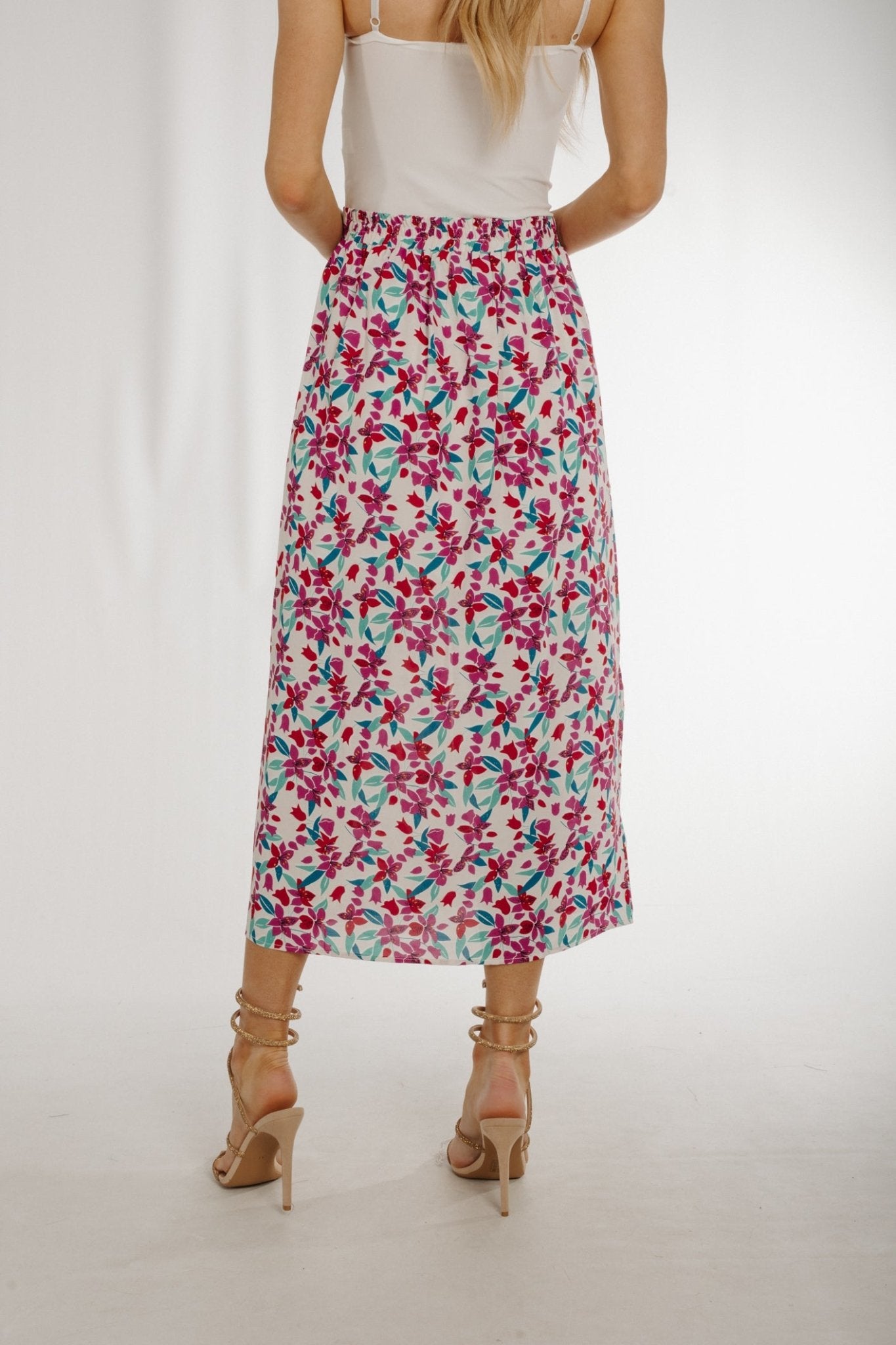 Ally Floral Midi Skirt In Purple Mix – The Walk in Wardrobe