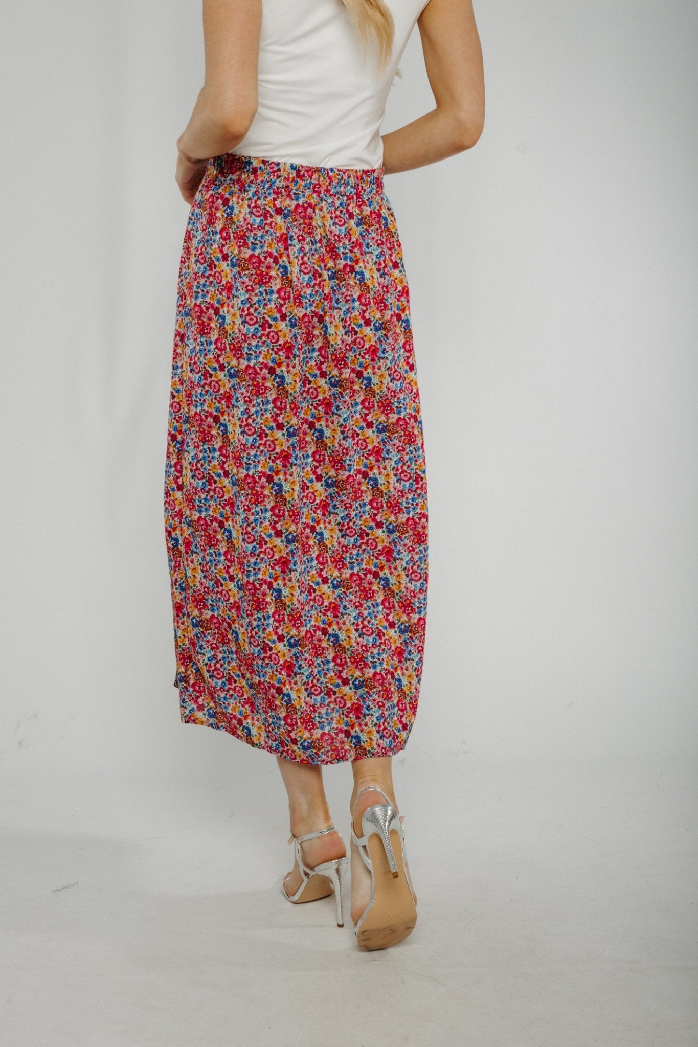 Ally Floral Slip Skirt In Red Mix - The Walk in Wardrobe