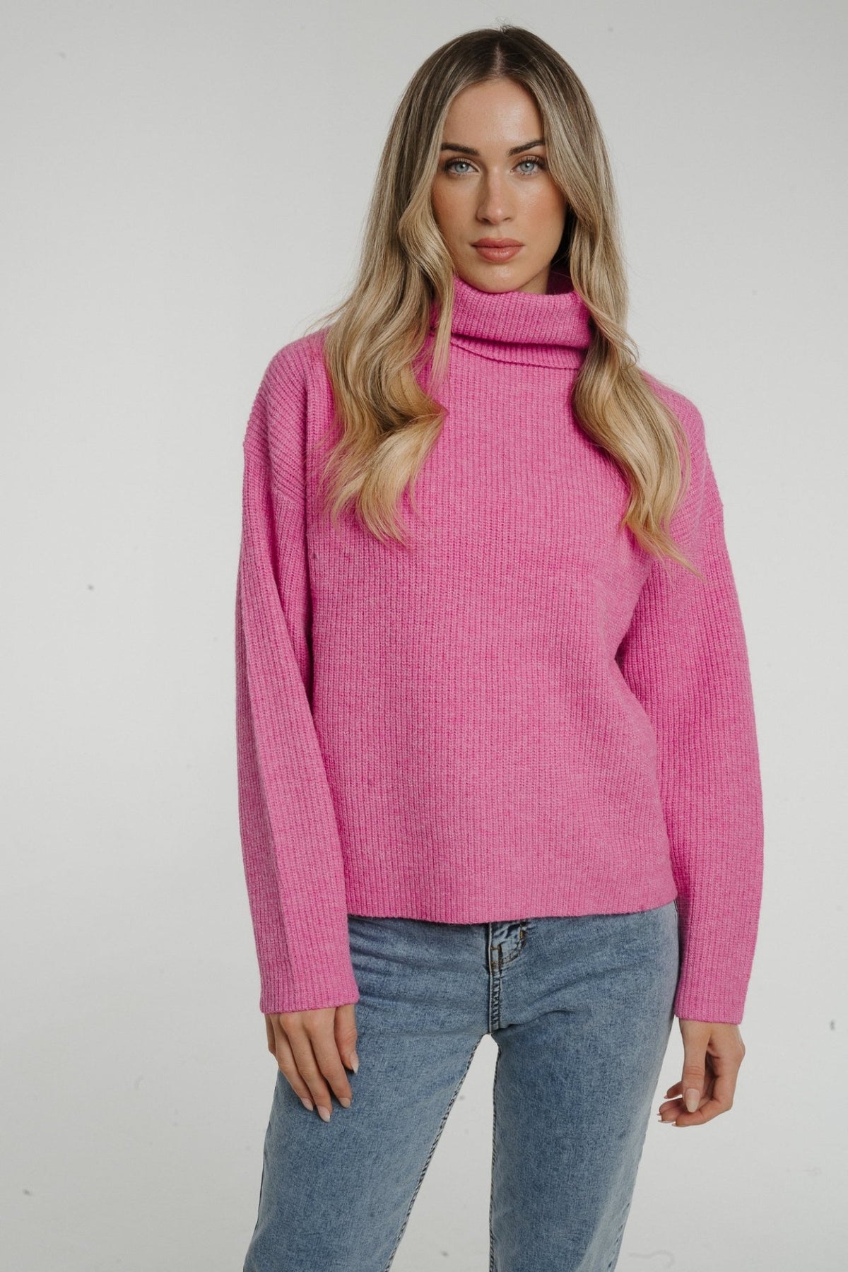 Ally Polo Neck Jumper In Pink - The Walk in Wardrobe