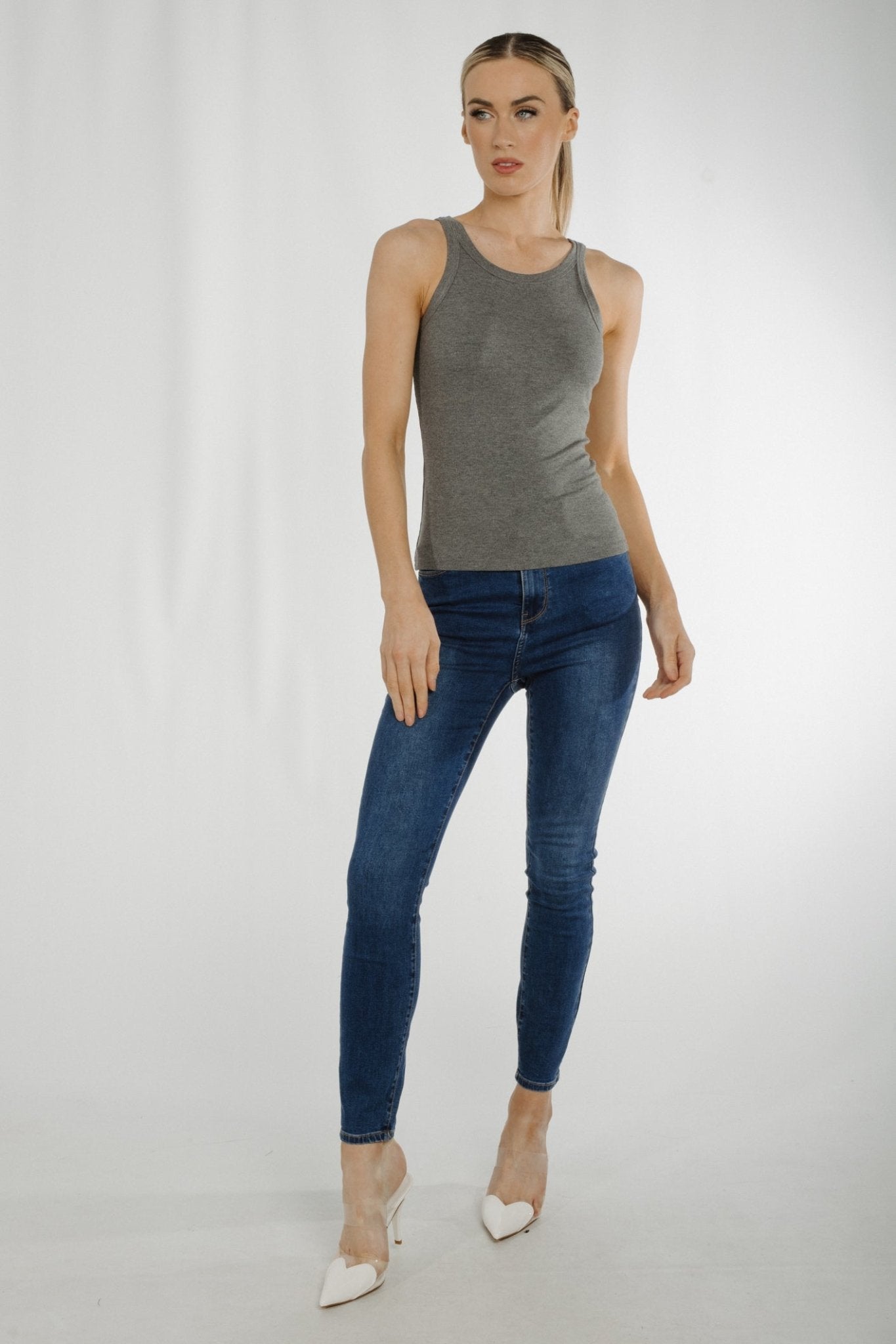 Ally Ribbed Cami In Grey - The Walk in Wardrobe