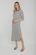 Ally Stripe T-Shirt Dress In Monochrome - The Walk in Wardrobe