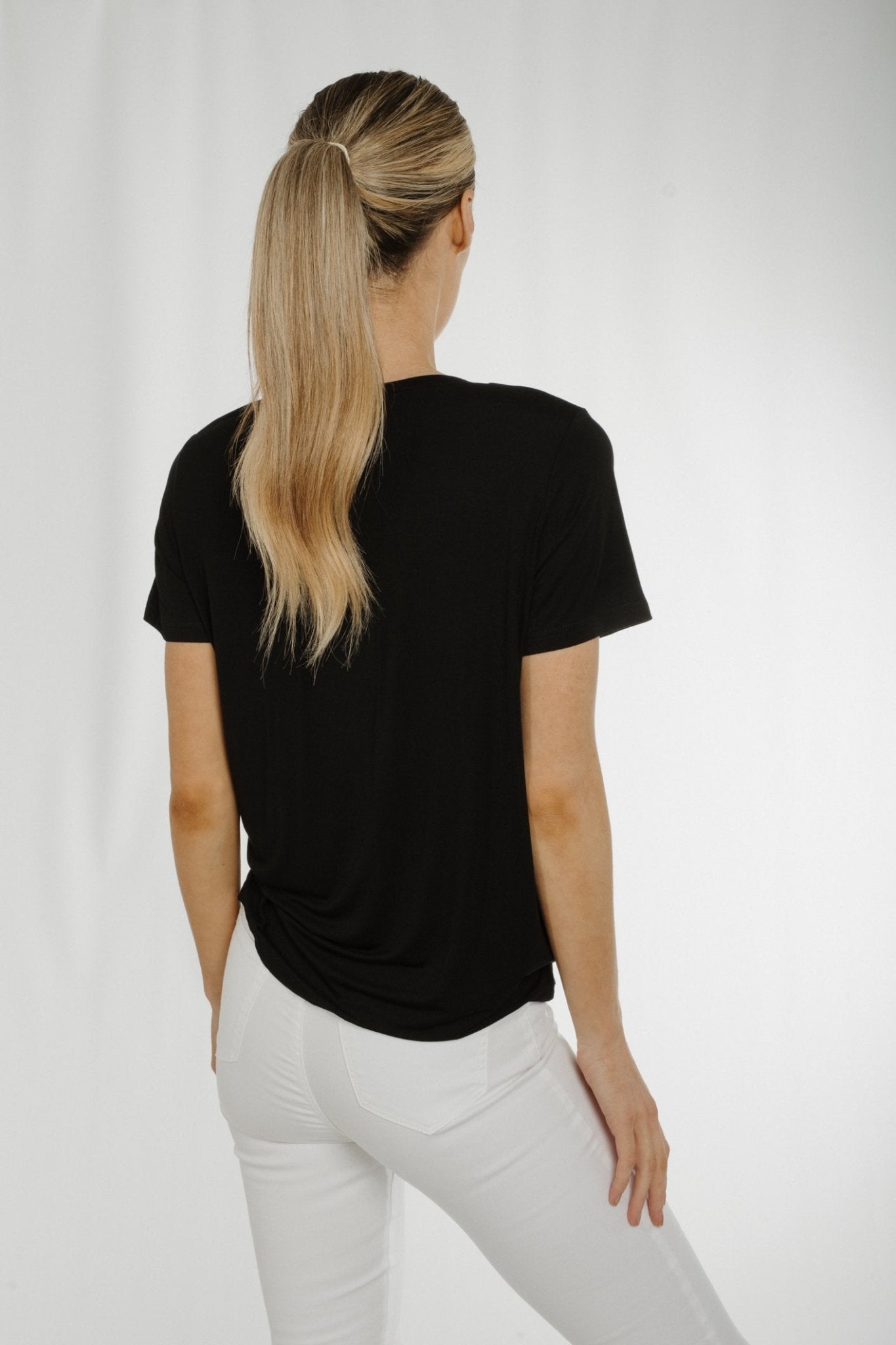 Ally V-Neck T-Shirt In Black - The Walk in Wardrobe