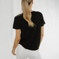 Ally V-Neck T-Shirt In Black - The Walk in Wardrobe