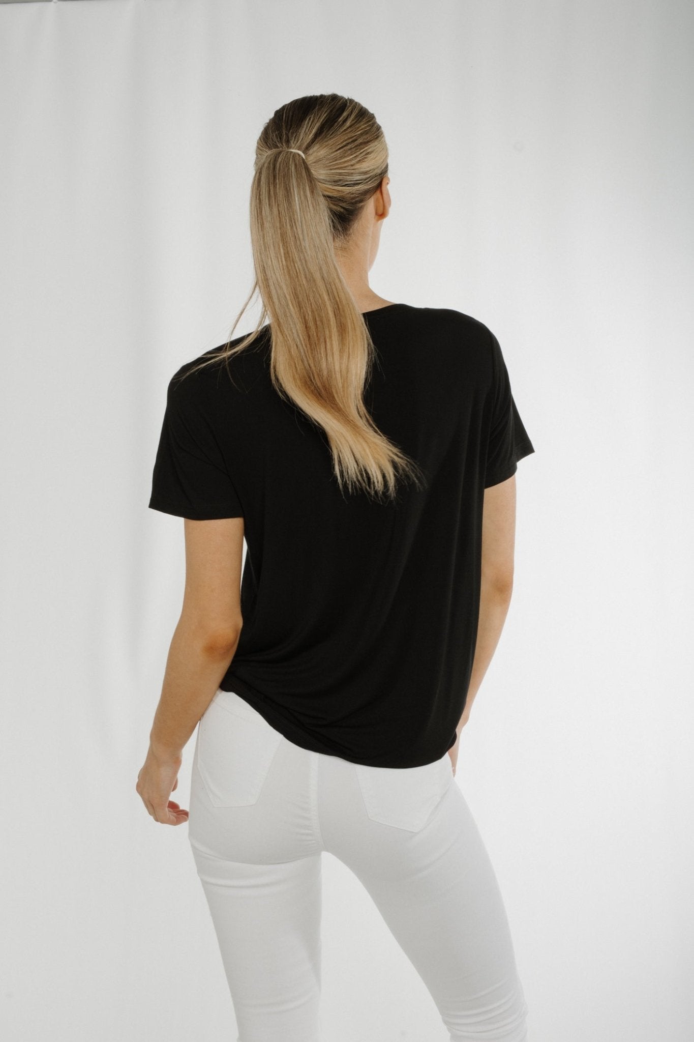 Ally V-Neck T-Shirt In Black - The Walk in Wardrobe