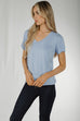Ally V-Neck T-Shirt In Blue - The Walk in Wardrobe