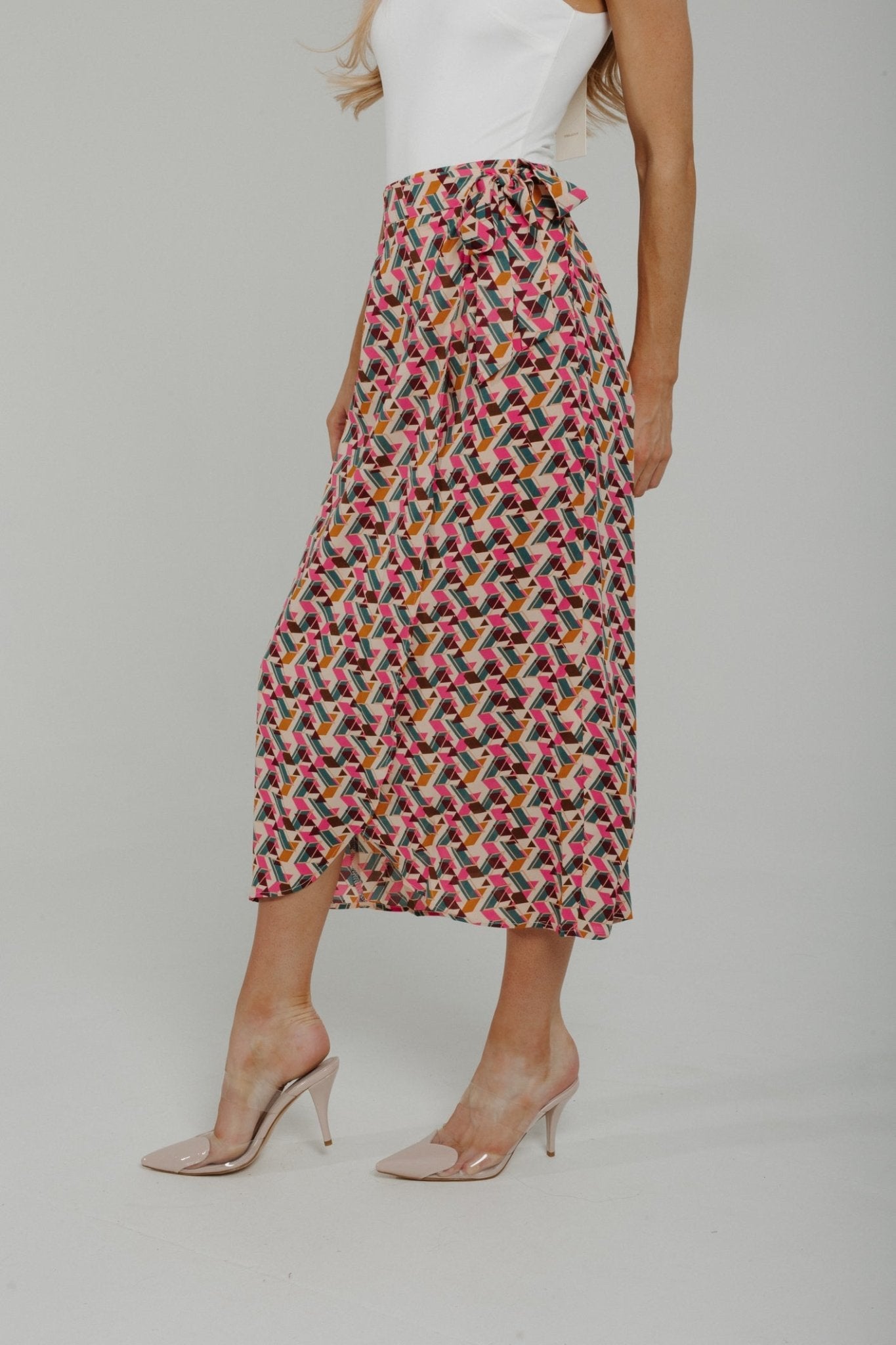 Ally Wrap Skirt In Pink Mix - The Walk in Wardrobe