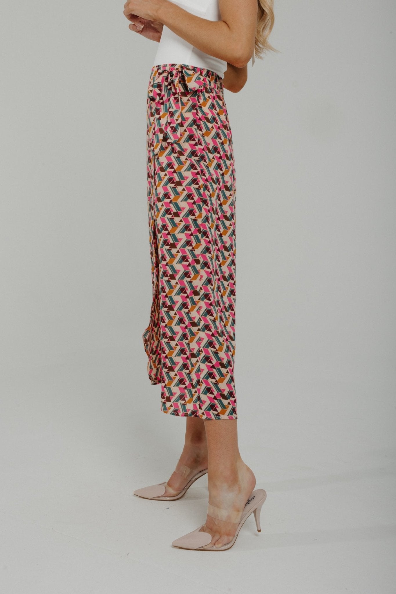 Ally Wrap Skirt In Pink Mix - The Walk in Wardrobe