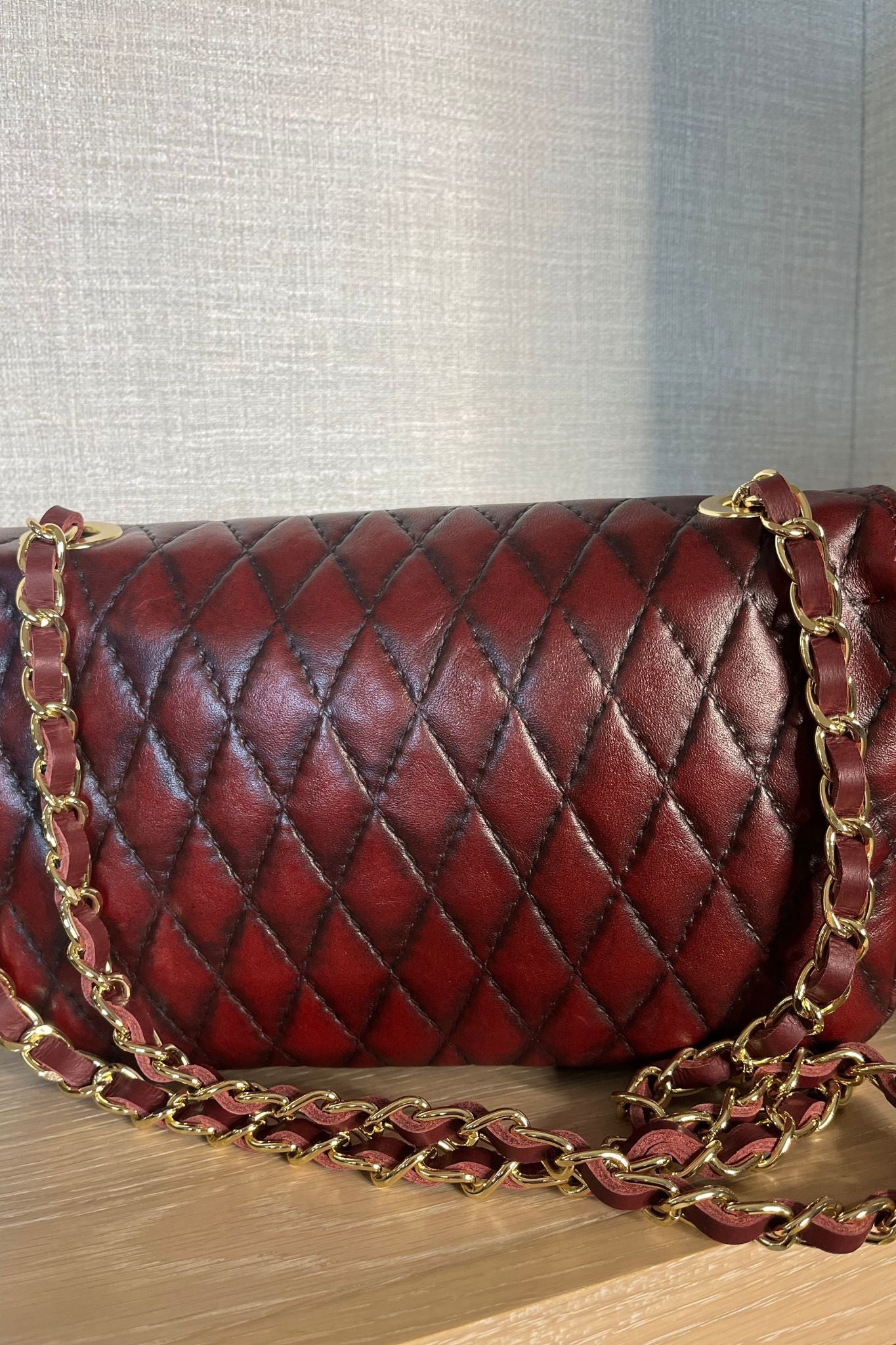 Amber Quilted Bag In Wine Red - The Walk in Wardrobe