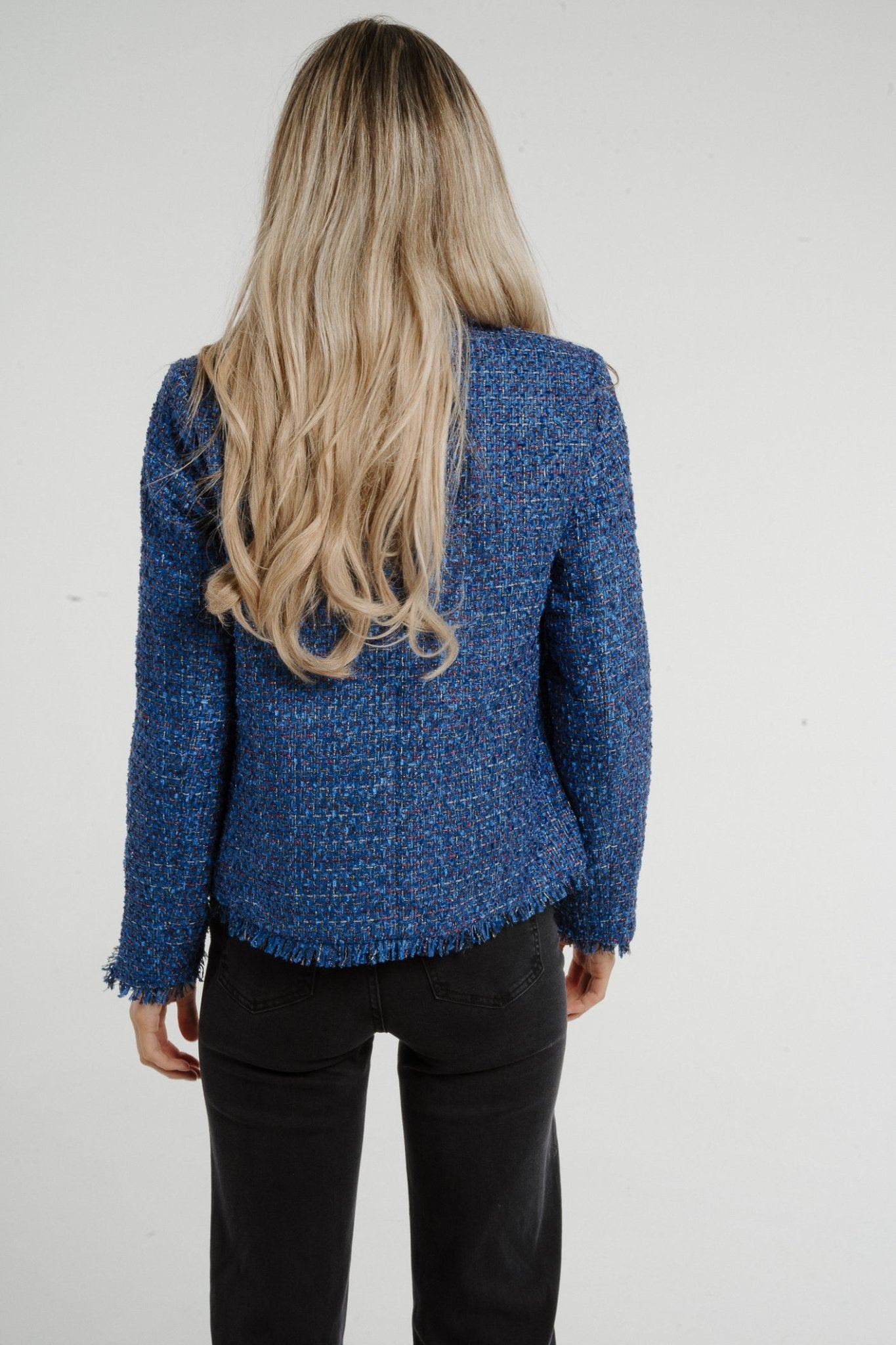 Arabella Tweed Blazer In Royal Blue - The Walk in Wardrobe