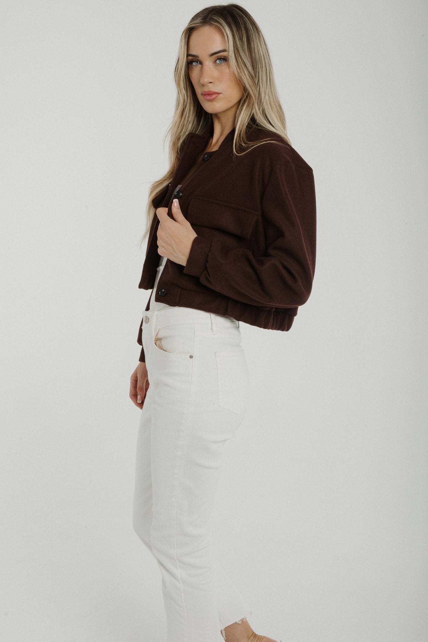 Aria Cropped Jacket In Chocolate - The Walk in Wardrobe