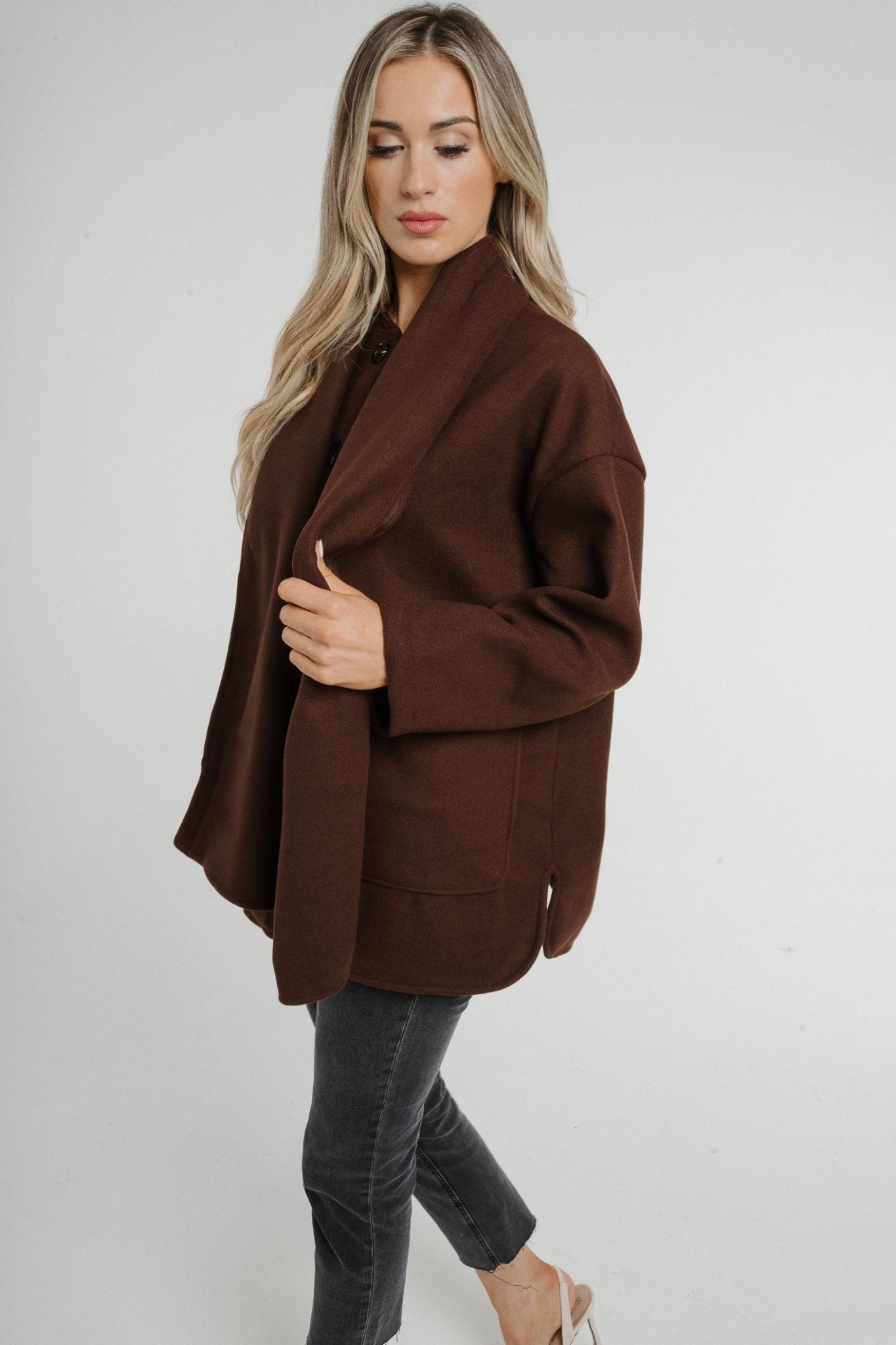Aria Jacket With Scarf In Chocolate - The Walk in Wardrobe