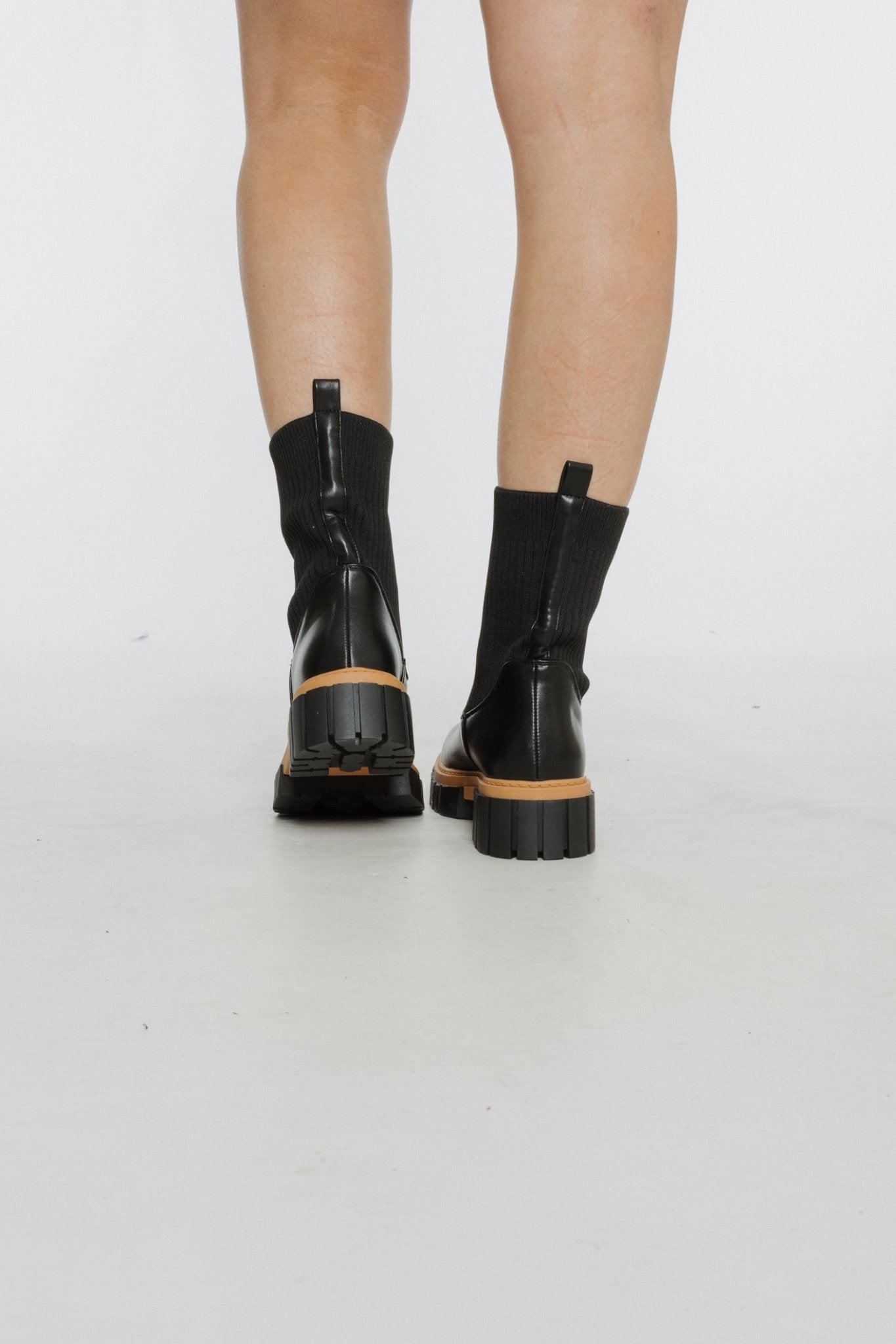 Ashleigh Chunky Sock Boot In Black - The Walk in Wardrobe