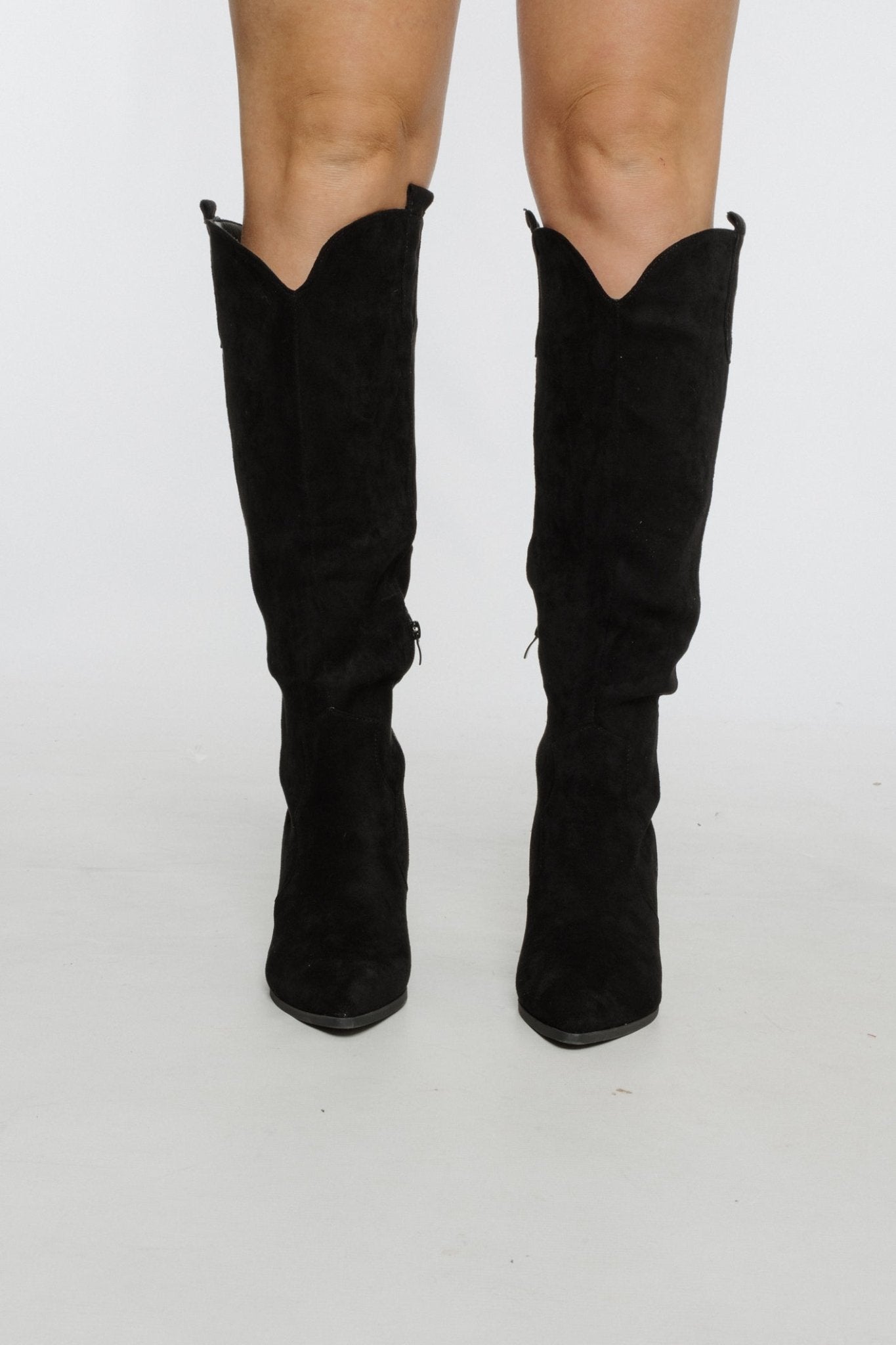 Ashleigh Knee High Western Boot In Black - The Walk in Wardrobe