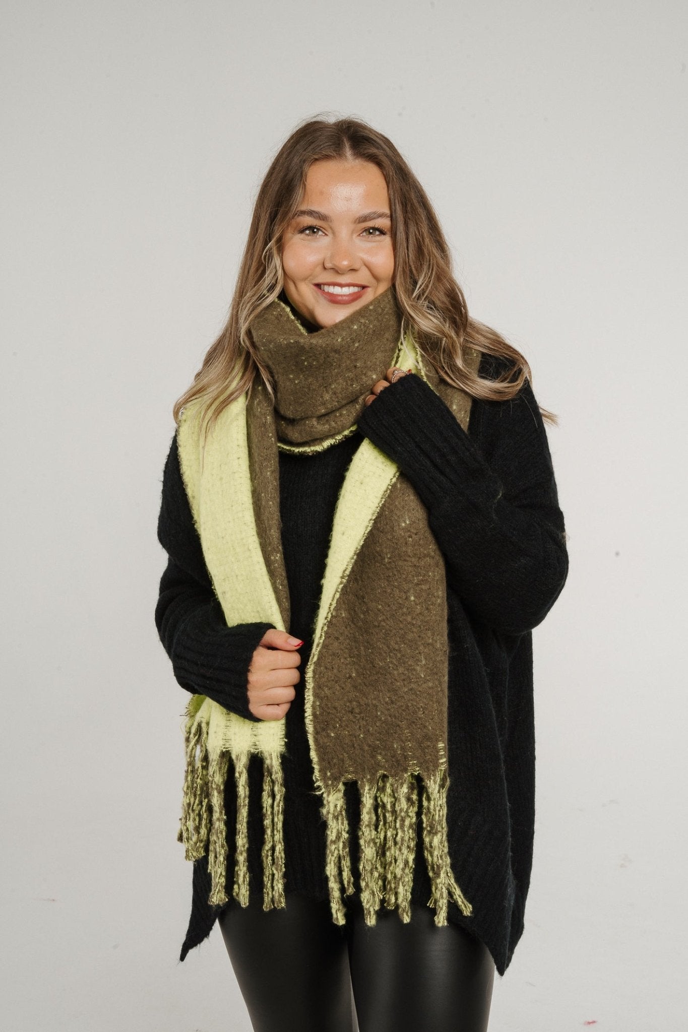 Becca Chunky Knit Scarf In Lime Mix - The Walk in Wardrobe