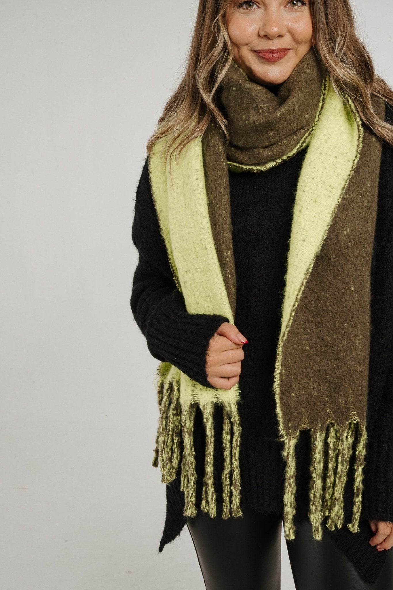 Becca Chunky Knit Scarf In Lime Mix - The Walk in Wardrobe
