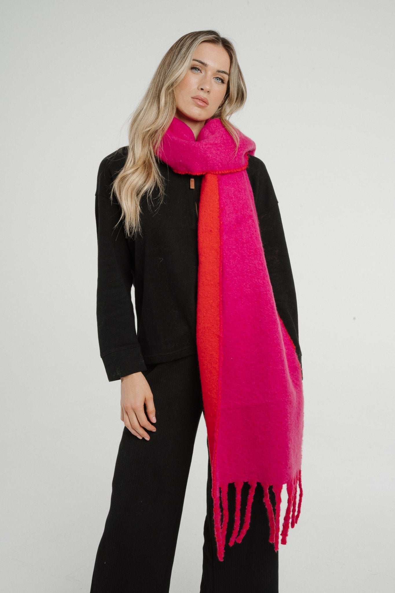 Becca Chunky Knit Scarf In Red Mix - The Walk in Wardrobe