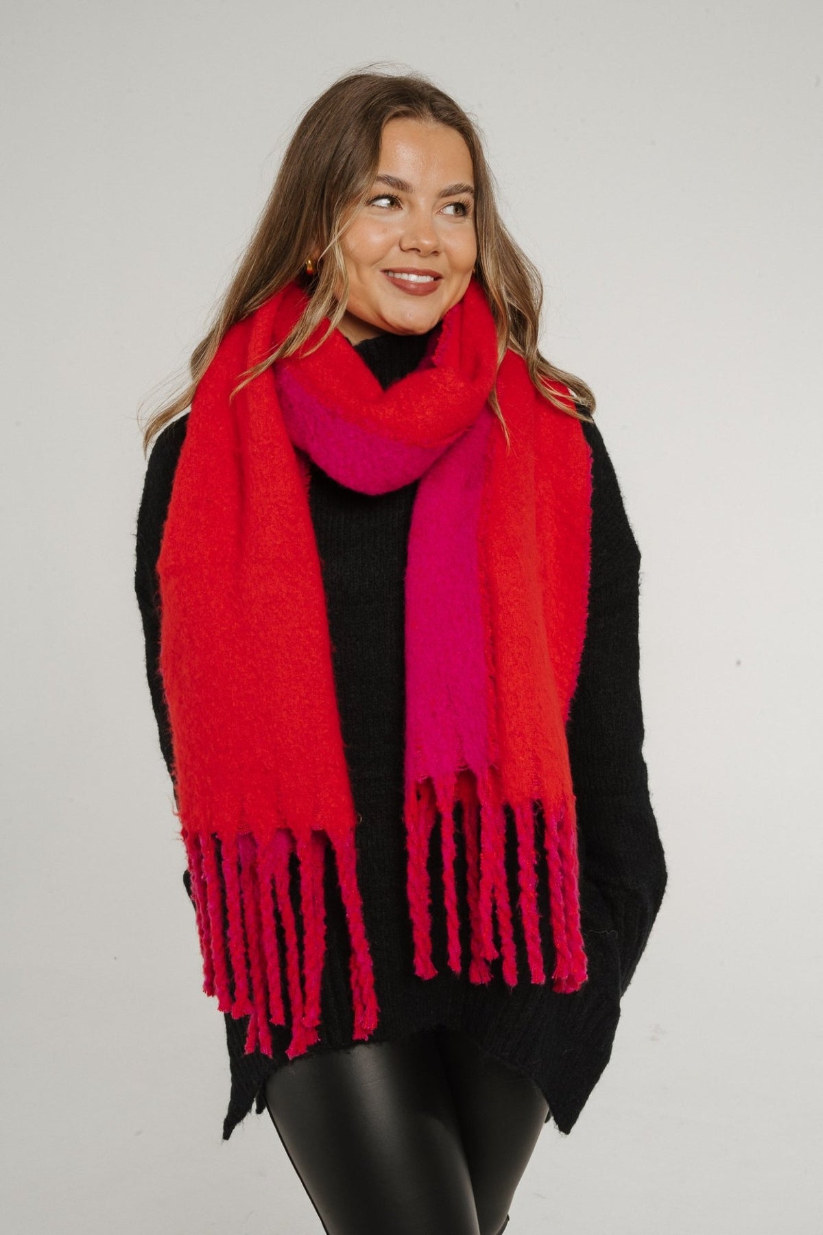 Becca Chunky Knit Scarf In Red Mix - The Walk in Wardrobe