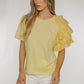 Becca Frill Shoulder T-shirt In Yellow - The Walk in Wardrobe