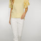 Becca Frill Shoulder T-shirt In Yellow - The Walk in Wardrobe
