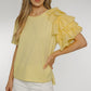 Becca Frill Shoulder T-shirt In Yellow - The Walk in Wardrobe