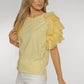 Becca Frill Shoulder T-shirt In Yellow - The Walk in Wardrobe