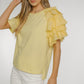Becca Frill Shoulder T-shirt In Yellow - The Walk in Wardrobe