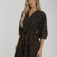Becca Gold Print Belted Dress In Black - The Walk in Wardrobe