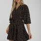 Becca Gold Print Belted Dress In Black - The Walk in Wardrobe
