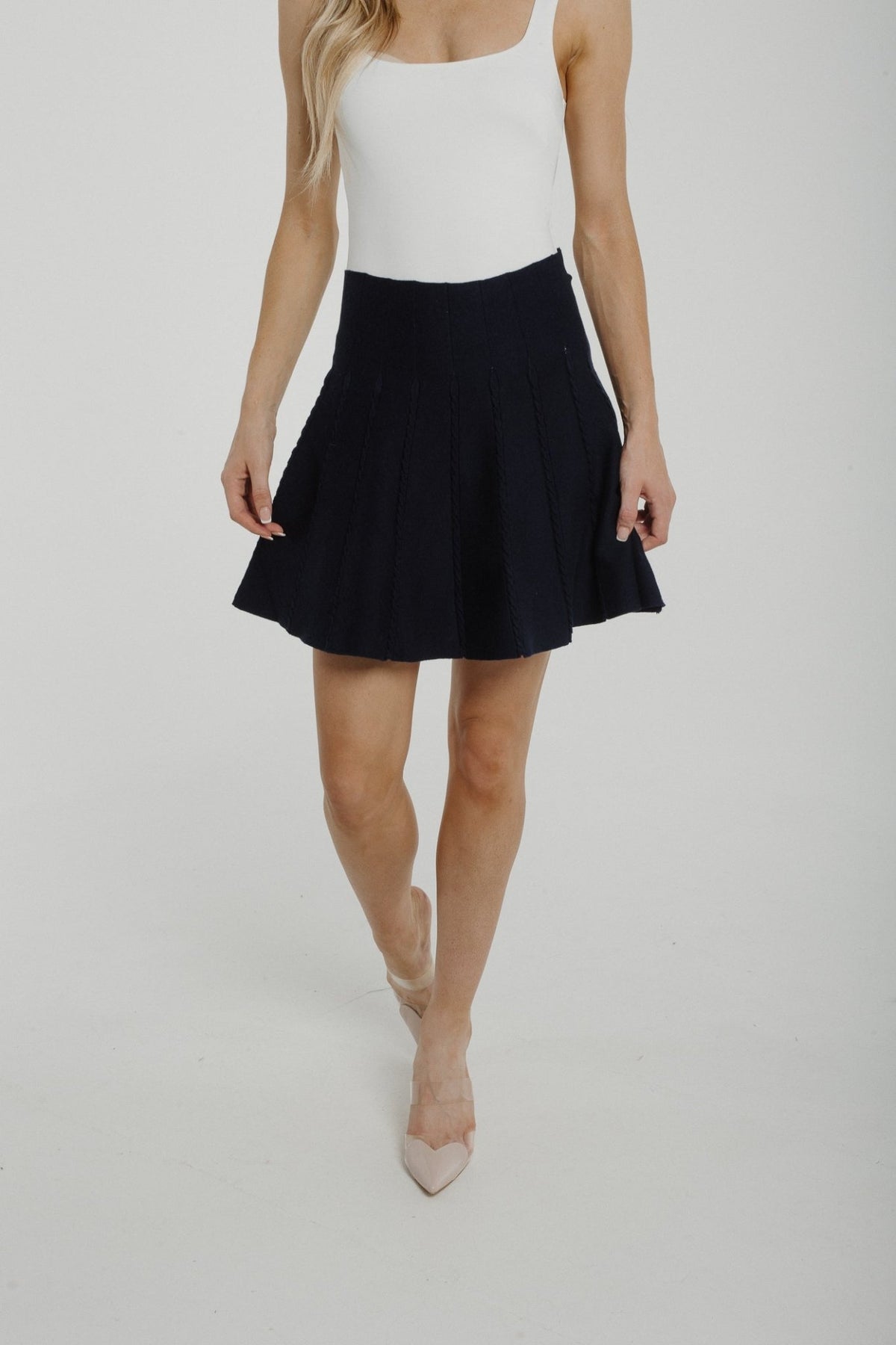 Becca Knit Mini Skirt In Navy - The Walk in Wardrobe