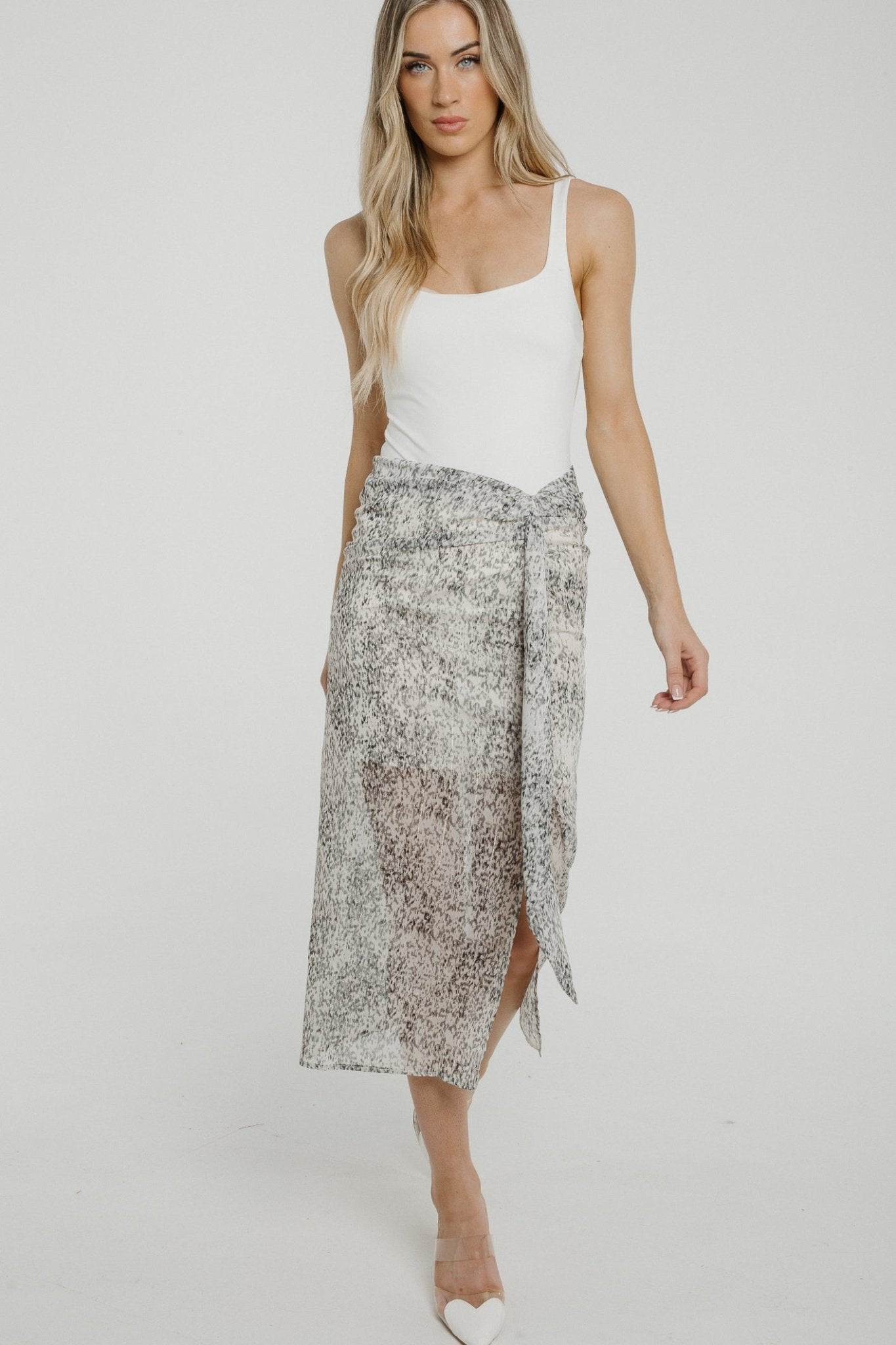 Becca Ruffle Detail Slip Skirt In Cream Mix - The Walk in Wardrobe