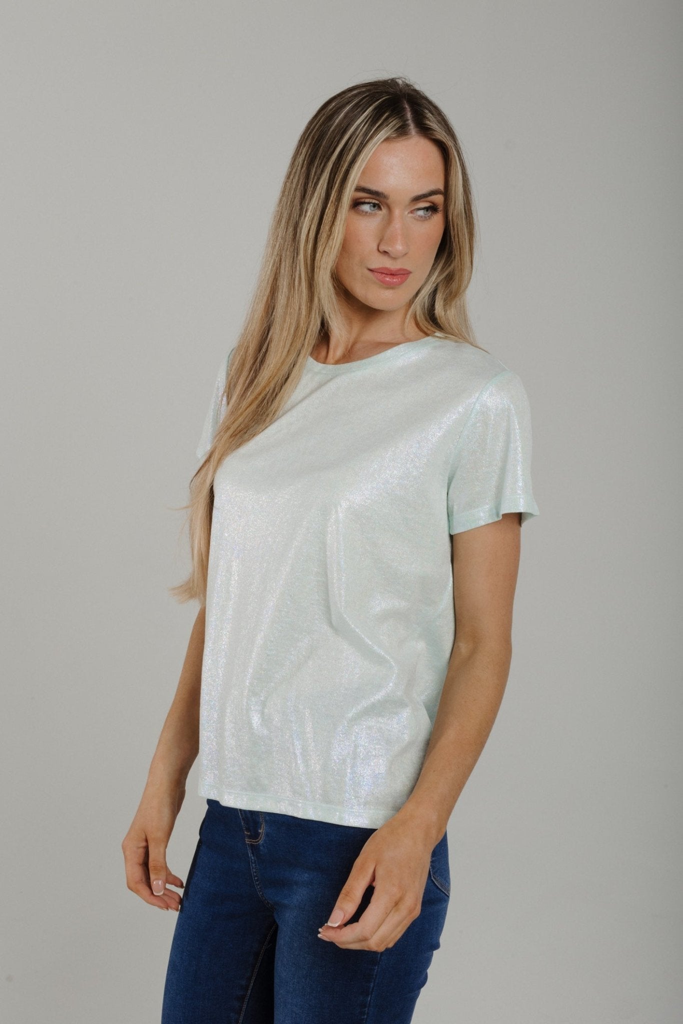 Becca Shimmer T-shirt In Mint - The Walk in Wardrobe
