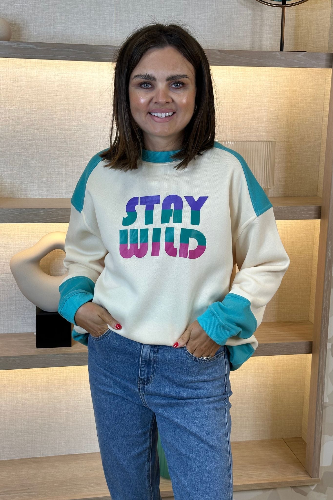 Becca Slogan Sweatshirt In Cream - The Walk in Wardrobe
