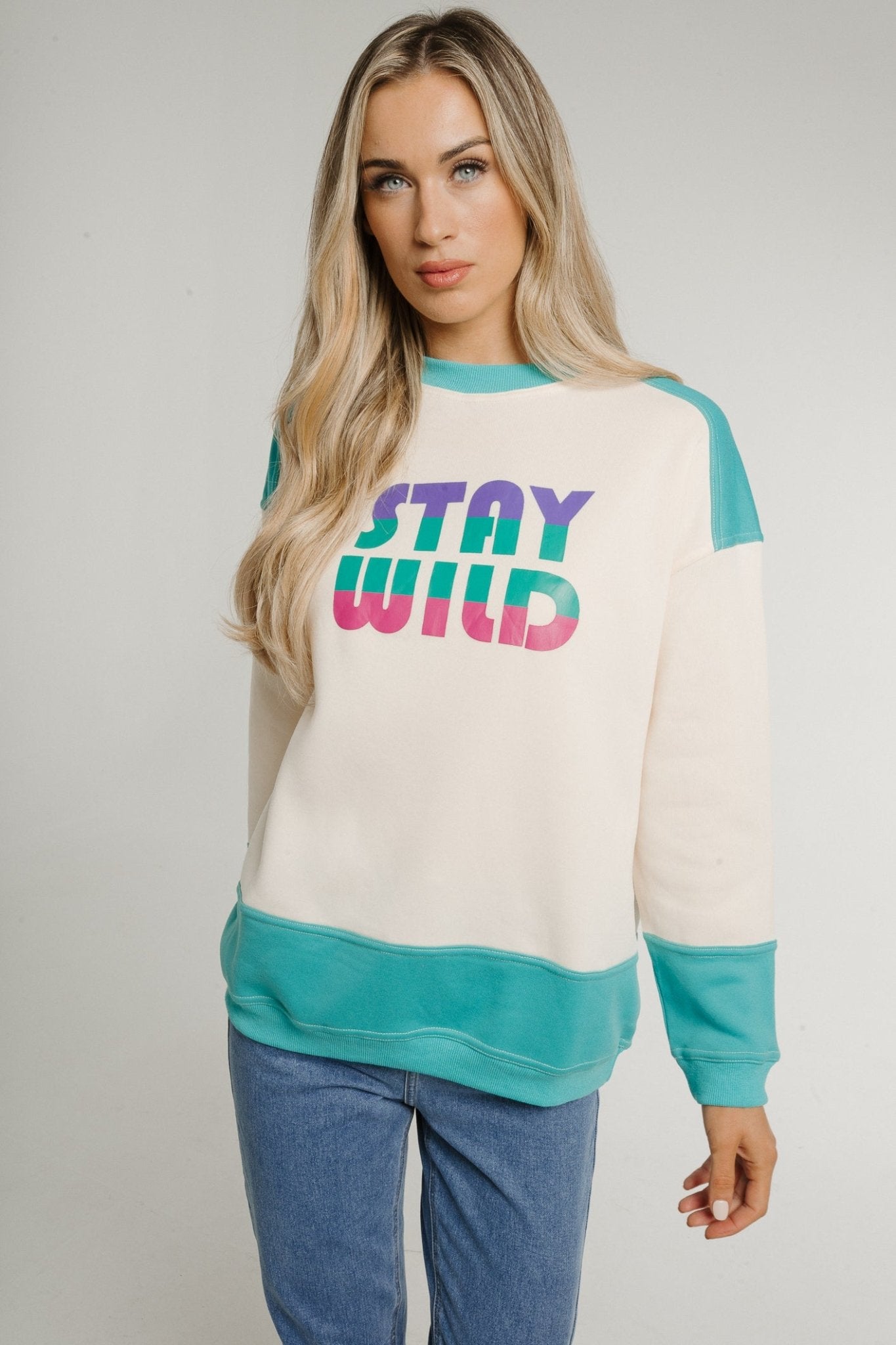 Becca Slogan Sweatshirt In Cream - The Walk in Wardrobe