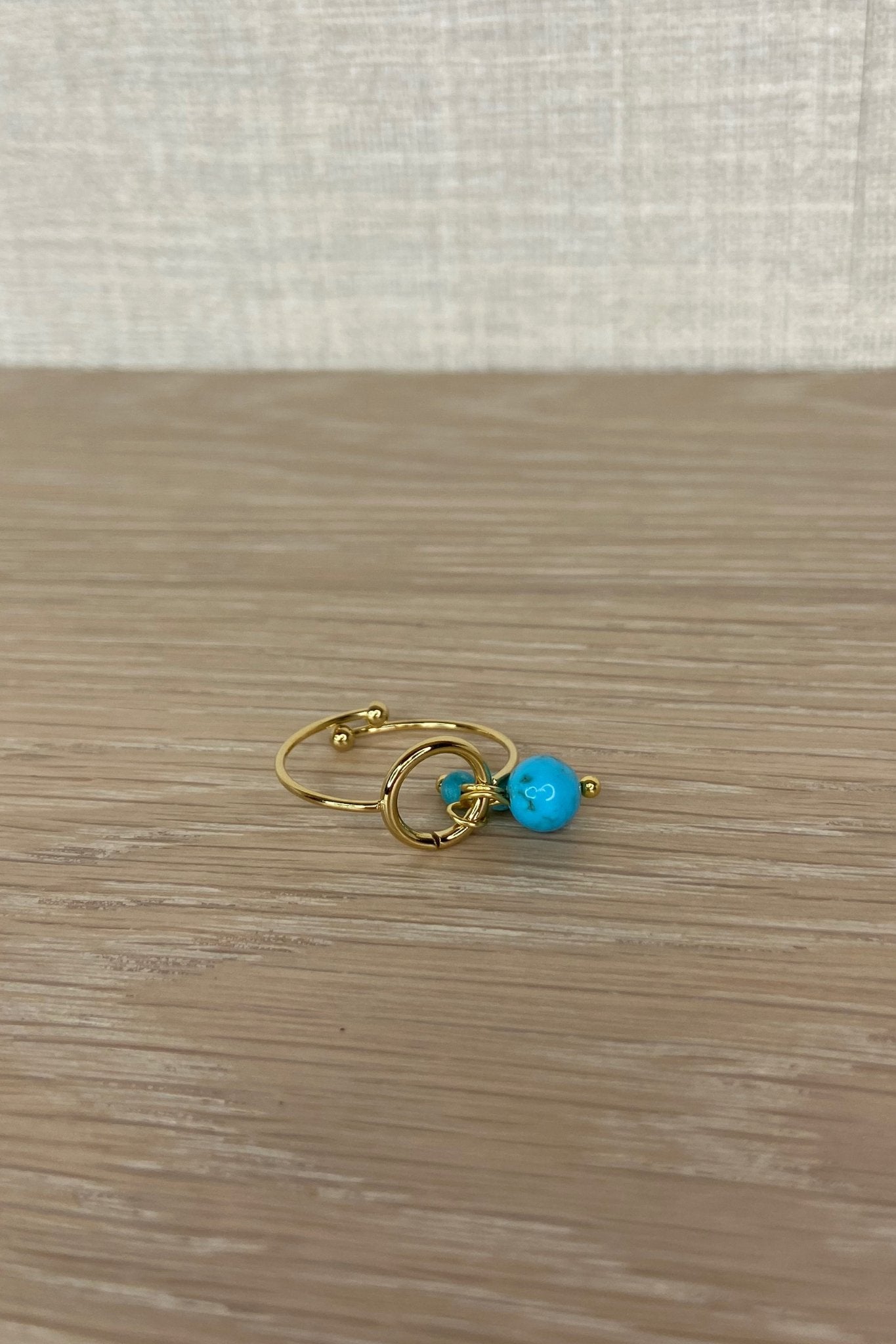 Beth Beaded Turquoise Ring In Gold - The Walk in Wardrobe