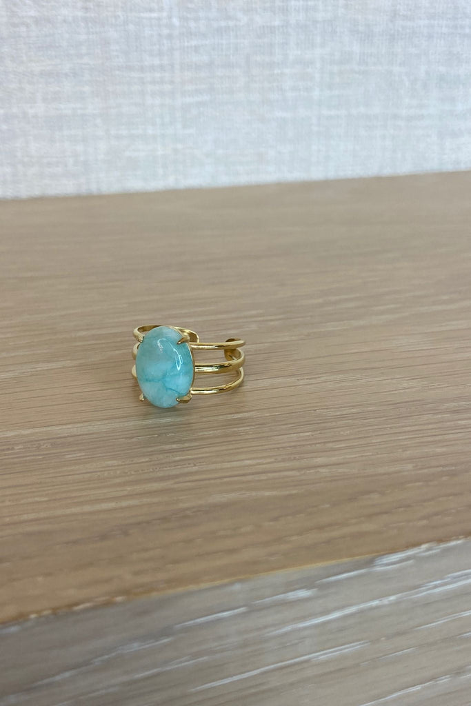 Beth Layered Turquoise Ring In Gold - The Walk in Wardrobe