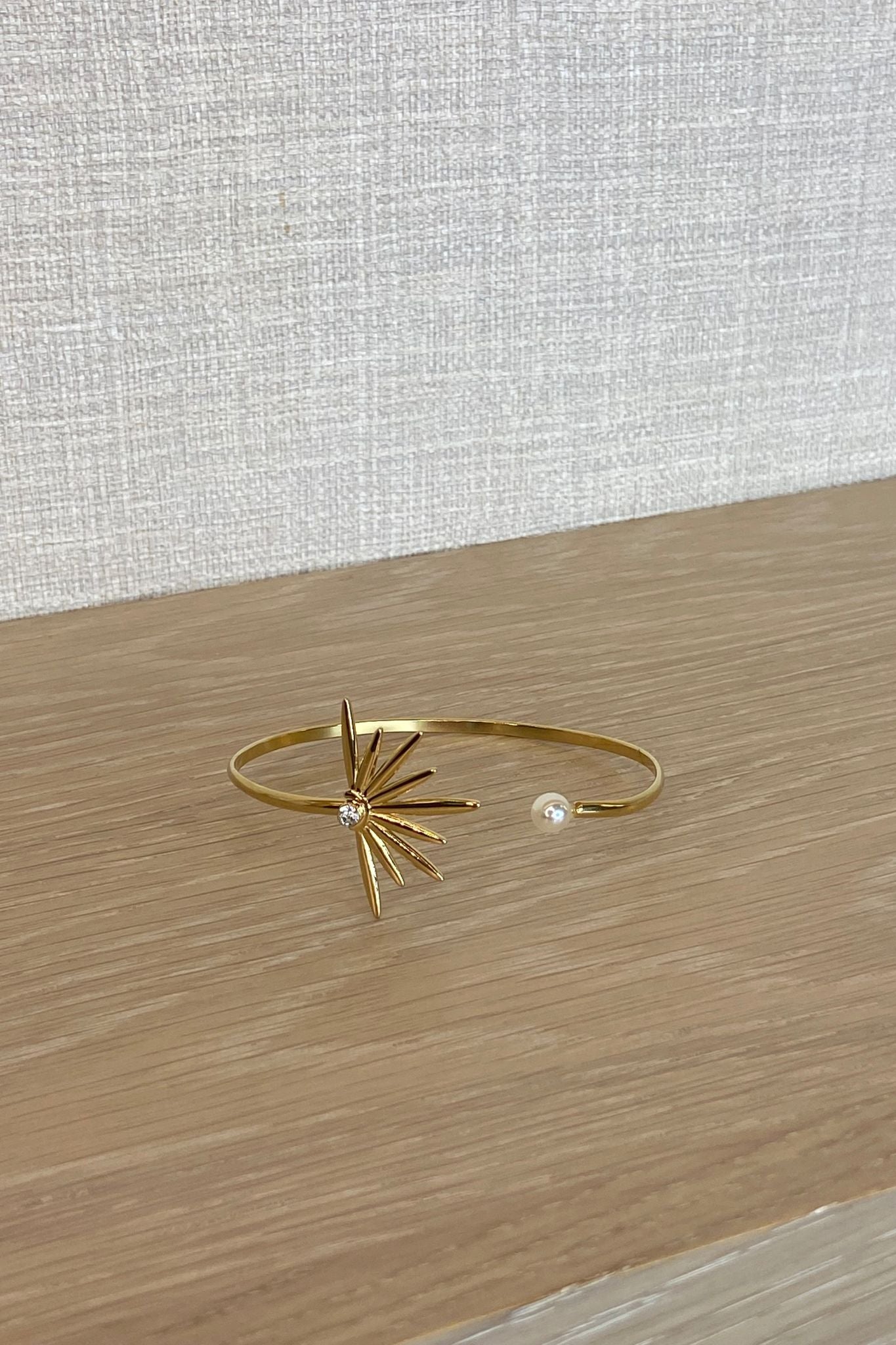 Beth Pearl Detail Bangle In Gold - The Walk in Wardrobe