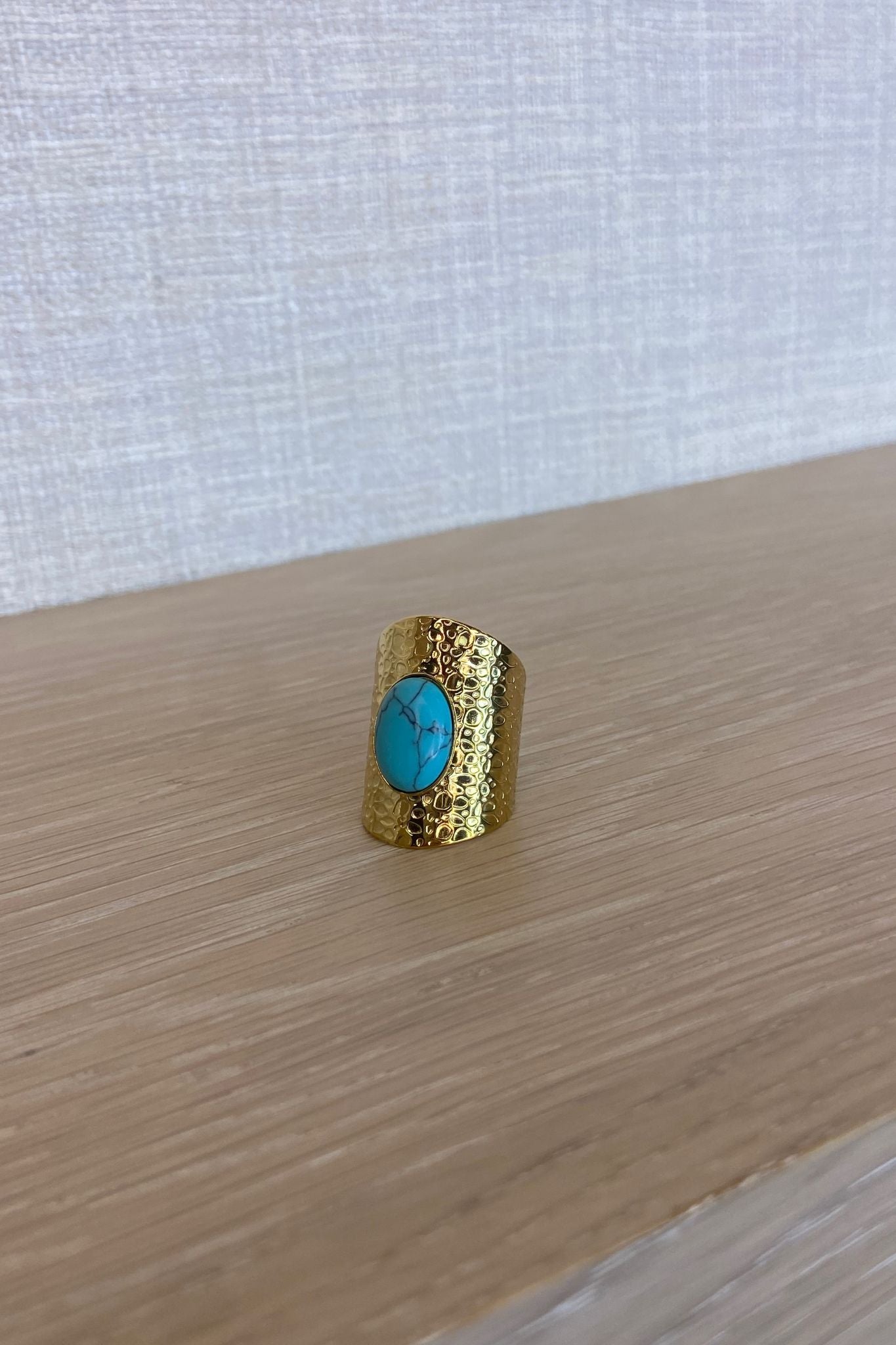 Beth Turquoise Cuff Ring In Gold - The Walk in Wardrobe