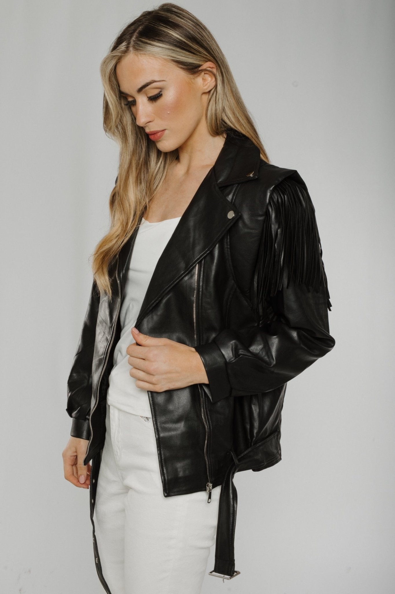 Caitlyn Fringed Leather Jacket - The Walk in Wardrobe