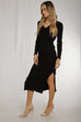 Caitlyn Knit Tie Waist Dress In Black - The Walk in Wardrobe