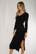 Caitlyn Knit Tie Waist Dress In Black - The Walk in Wardrobe
